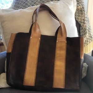 Custom tooled leather tote bag